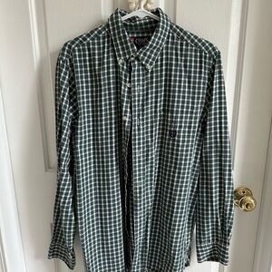 Chaps Green Casual Button Down Shirt Classic Check